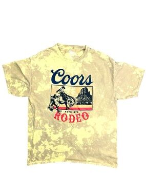 Coors Rodeo Graphic T Shirt Mens Large Western Cowboy Bleached Style